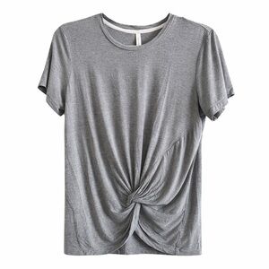 Babaton Foundation Knot T-Shirt | Aritzia Grey Twist Front Tee XS